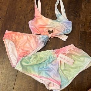 Brand new Stella cove size 6 bikini with matching cover up shorts